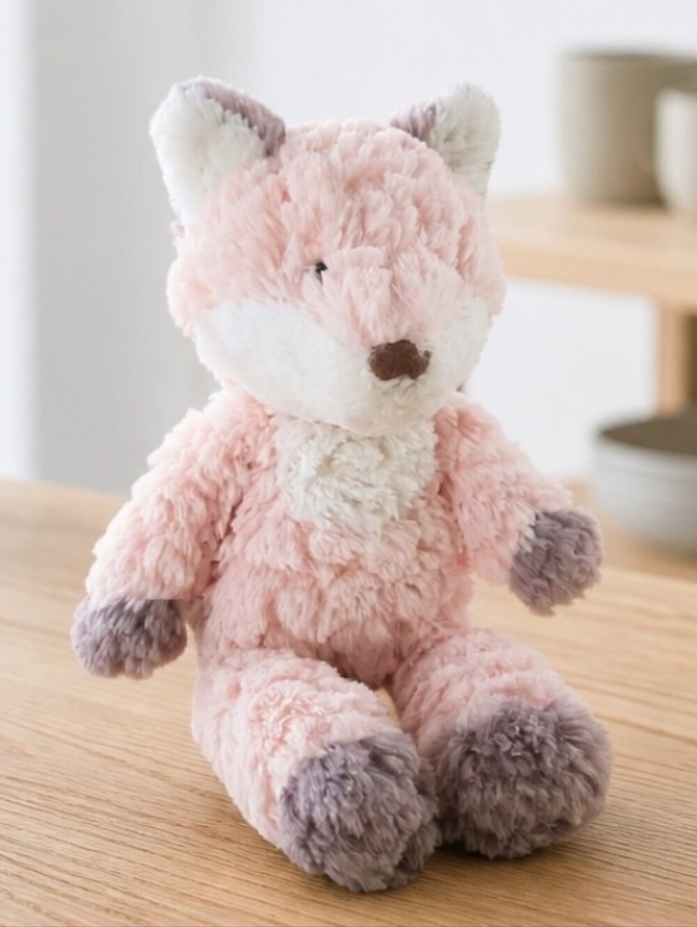 Plush Dog Toy - Pink and Gray
